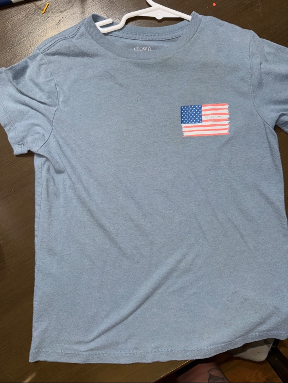 Crown Light Blue Short-Sleeve Tee with Flag Pocket
